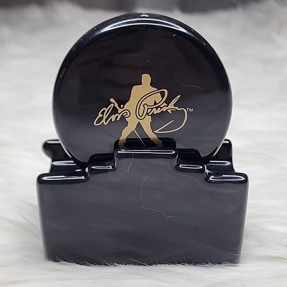 Elvis Presley Ceramic Black, Red & Gold Salt & Pepper Shaker Set